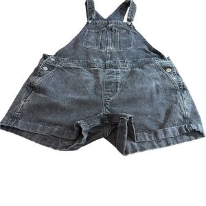 Old Navy Slouchy‎ Denim Short Overalls bibs Washed Coal Gray Size L